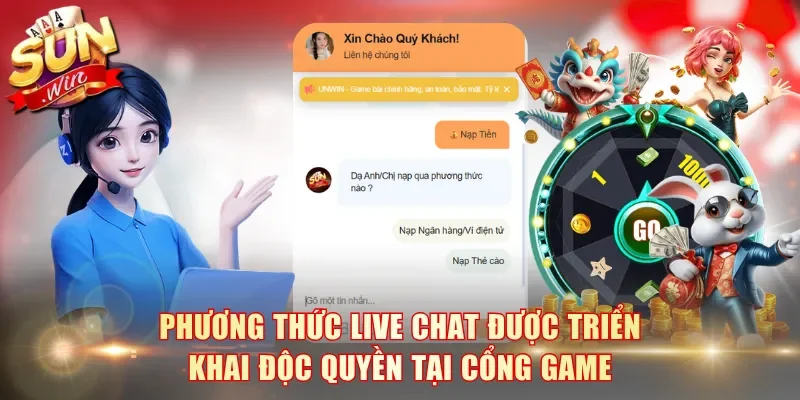 Phương thức Live Chat được triển khai độc quyền tại cổng game